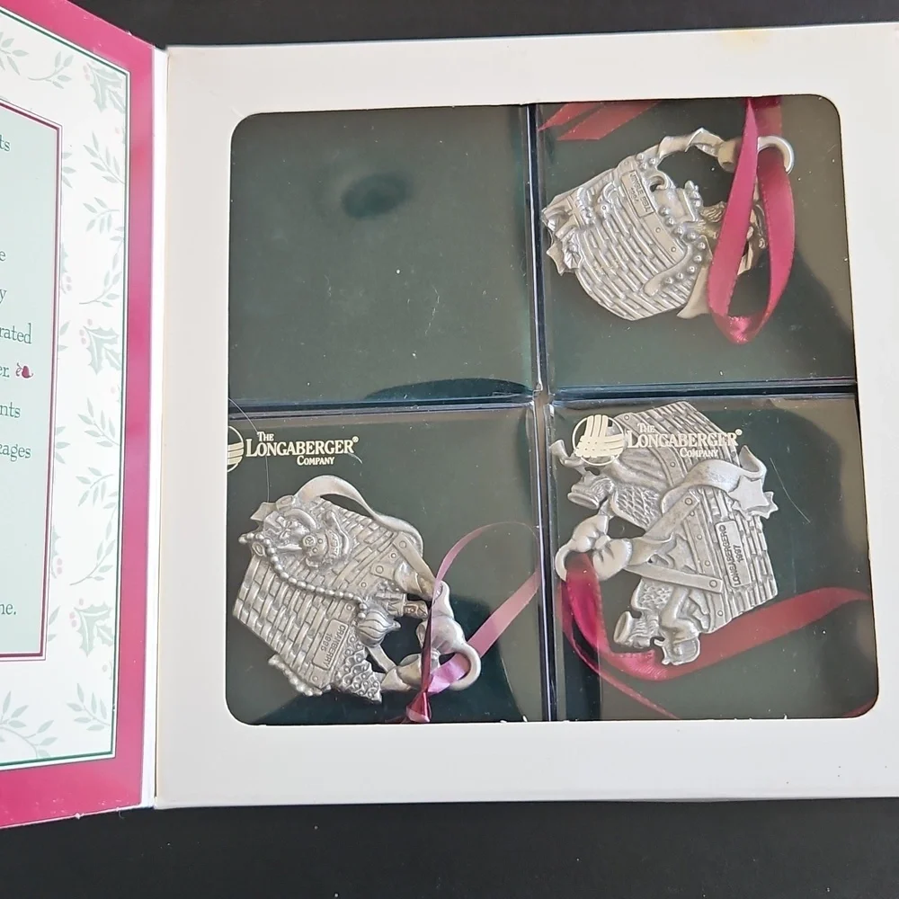Longaberger 1997 Commemoarative Pewter Christmas Basket Ornament Collection IB